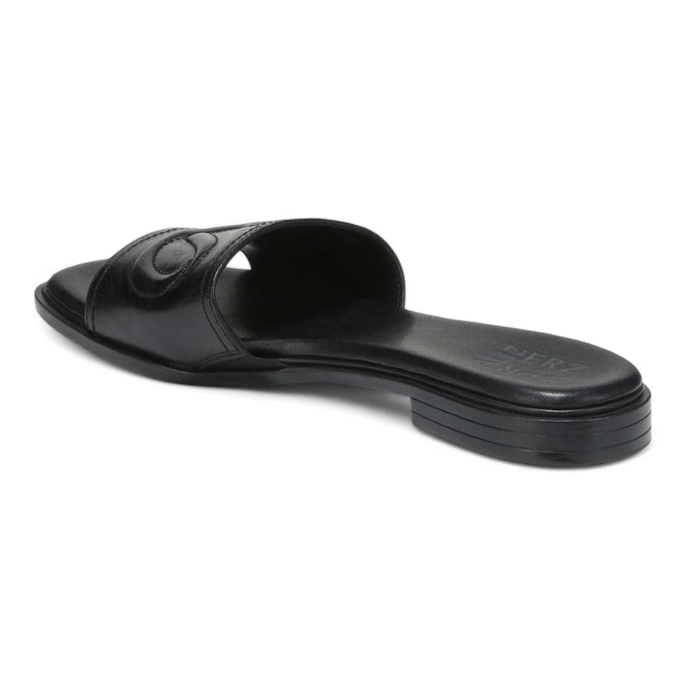 Genevieve Slide - Black Leather